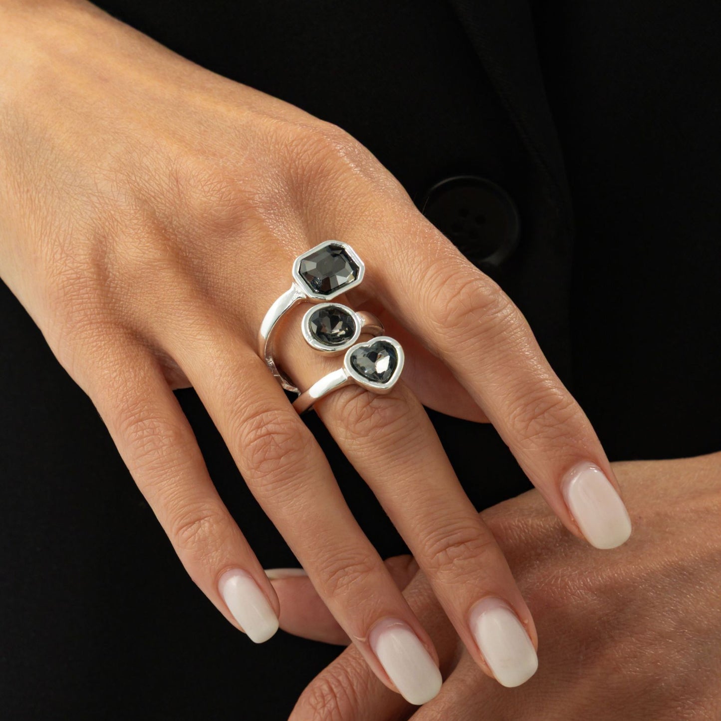 Black Acrylic Ring Planderful Vienna Verve For Minimalist Women Geometric Square Statement Jewelry