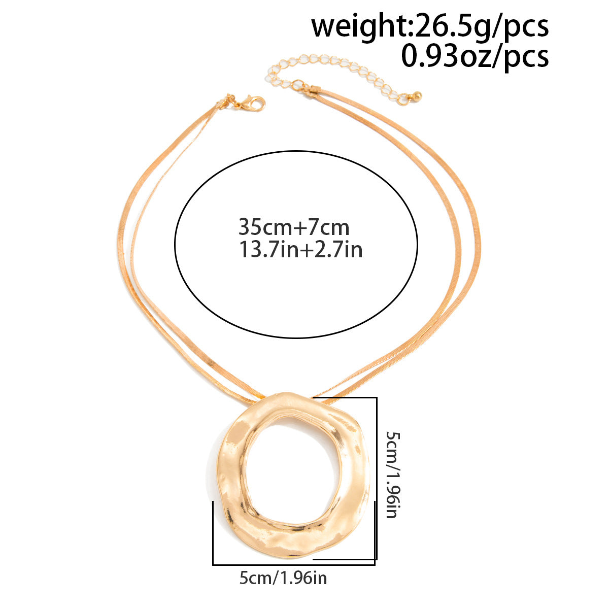 Sculptural Pleated Ring Pendant Necklace