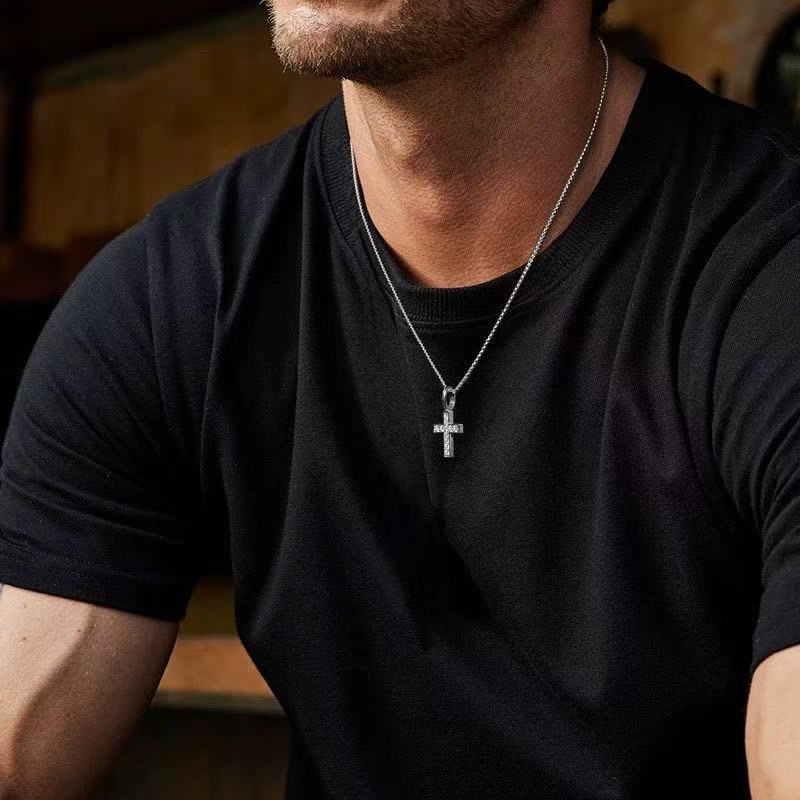 Planderful Jewelry Zircon Cross Necklace Stainless Steel Necklace Elegant Everyday Jewelry