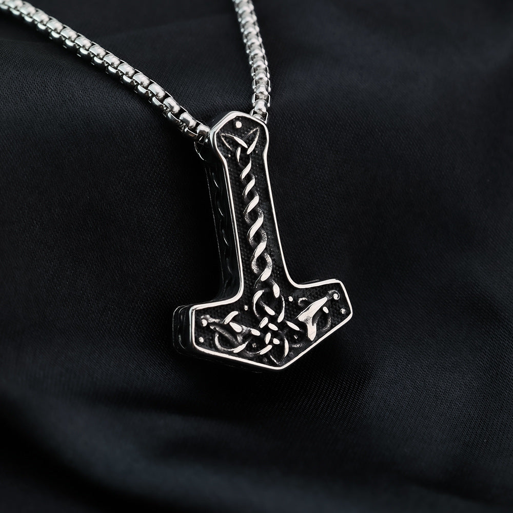 Vintage Men's Stainless Steel Viking Anchor Necklace Pendant