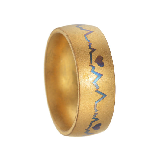 Planderful Heartbeat Ring ECG Couple Jewelry Unisex Protection Stainless Steel Titanium Ring