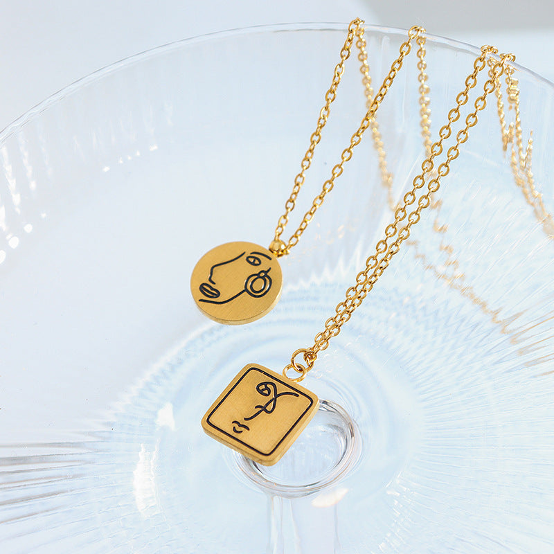 Captivating Parisian Square Medallion Necklace - Titanium Steel Jewelry