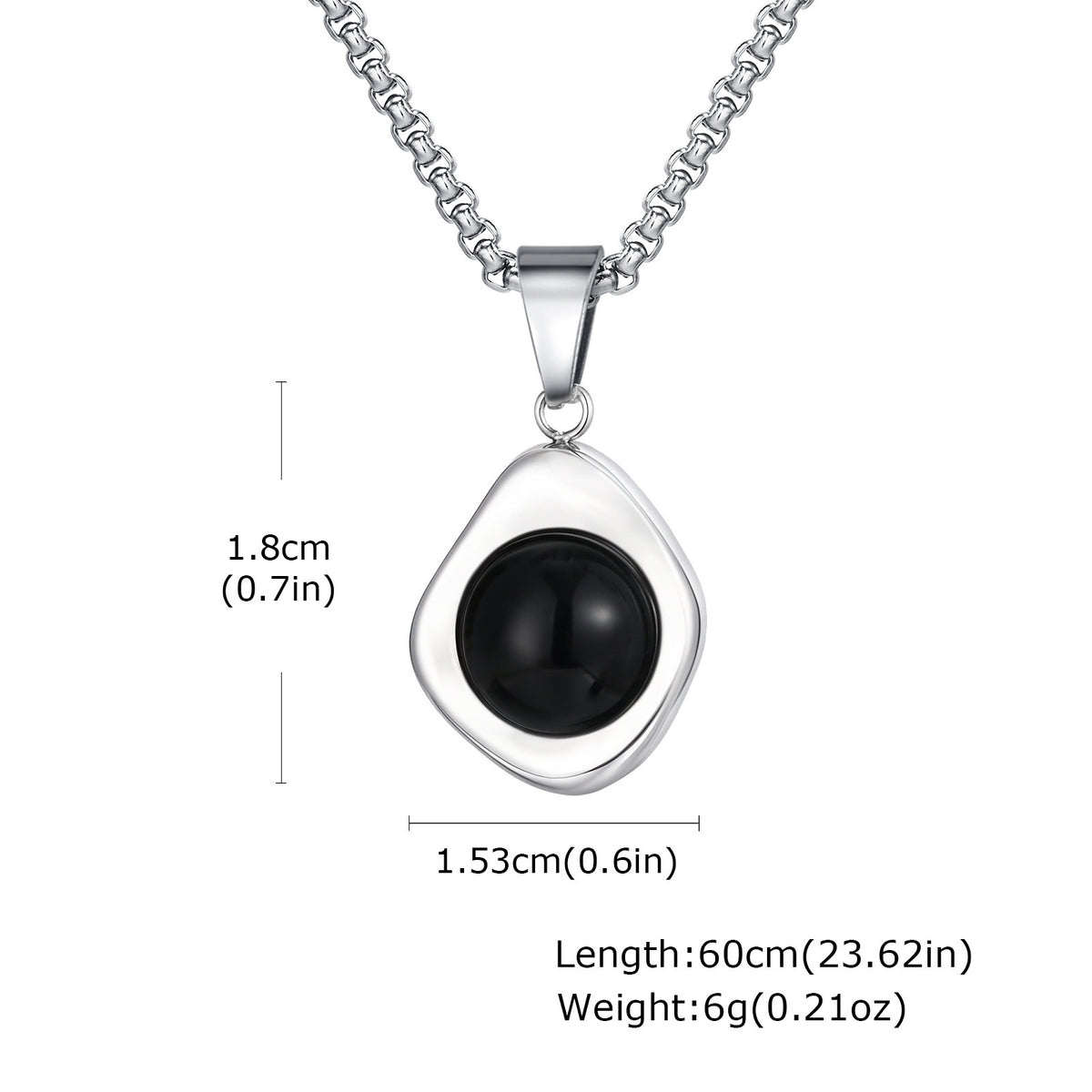 Stainless Steel Stone-Inlay Pendants — Chain Optional