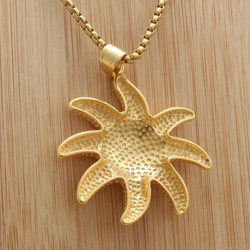 Punk-Inspired Titanium Steel Starfish Necklace for Men - Retro Trendy Pendant by Planderful