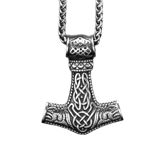 Steel Necklace – Statement Nordic Viking Thor Hammer Pendant for Everyday Wear and Style