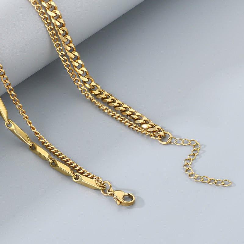 Planderful Layered Cuban Necklace for Men Double Chain Sturdy