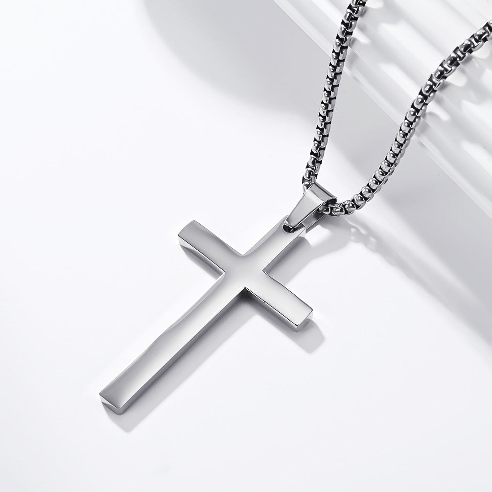 Planderful Cross Pendant Necklace For Unisex Wear Durable Titanium Steel With Simple Classic Smooth Surface