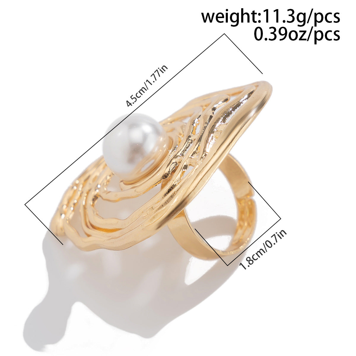 Planderful Vienna Verve Imitation Pearl Ring Open Wind Fold Metal Ring For Trendy Women And Gift Seekers