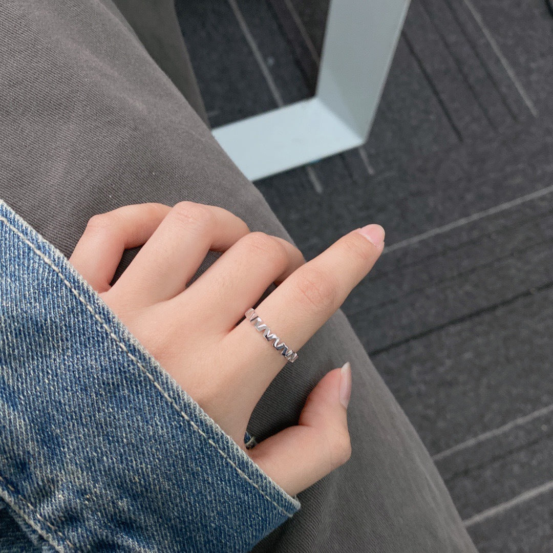 S925 Sterling Silver Irregular Open Ring — Adjustable