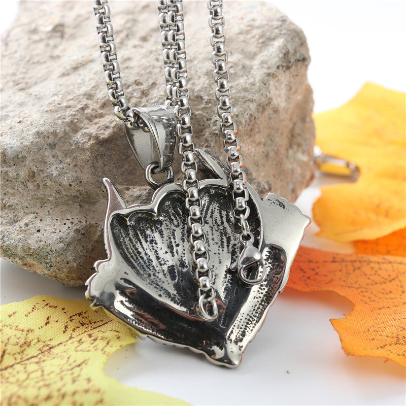 Titanium Steel Skull Pendant Necklace with Compass for Men - Retro Trendy Accessories