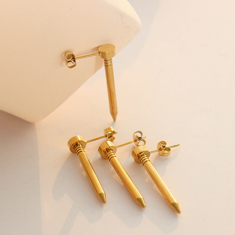 Exotic Gold-Plated Nail Earrings for the Bold and Stylish Lady