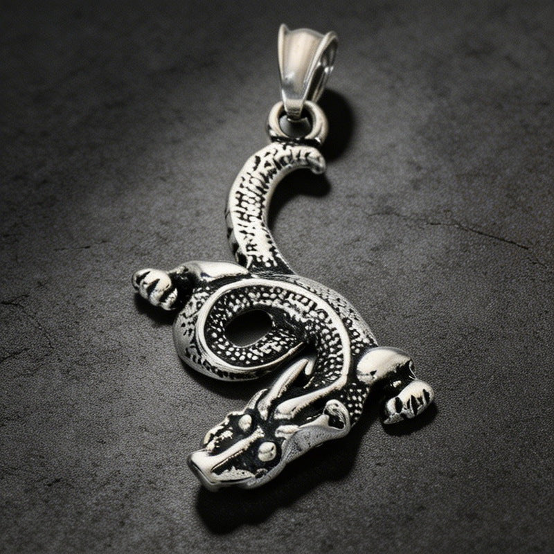 Beast Reptile Fish Titanium Steel Pendant Vintage Dragon Snake Crocodile Men's Stainless Steel Necklace