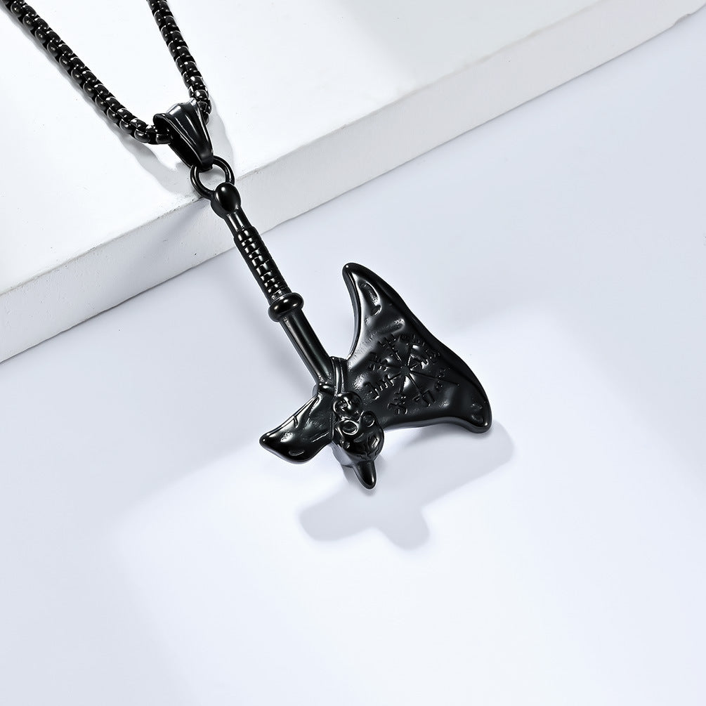 Viking Axe Necklace By Planderful Everyday Genie Steel Skull Pendant For Unisex Wearers Protection Charm