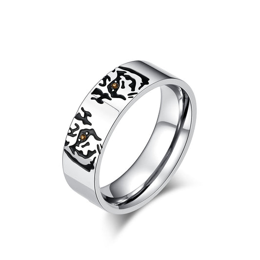 Neutral Style Simple Tiger Wolf Cat Titanium Steel Ring