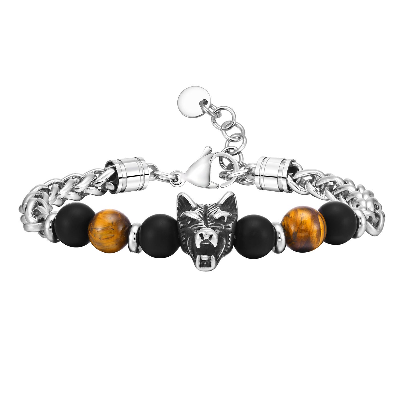 Hip Hop Stainless Steel Wolf Head Bracelet for Men