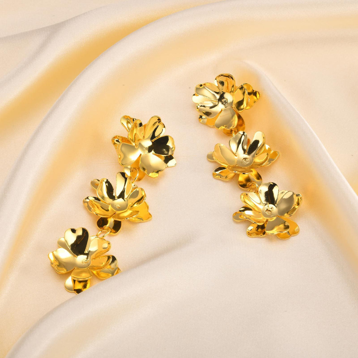 Copper Flower Earrings Gold 18K