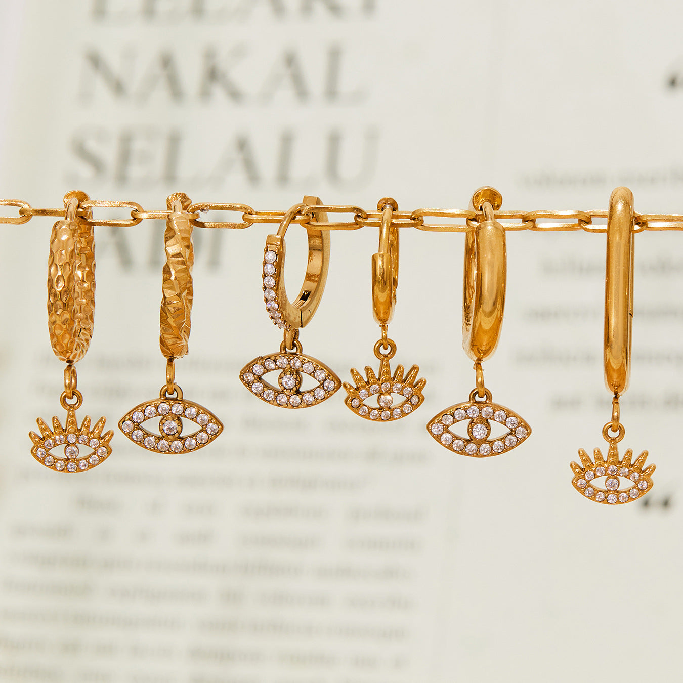 Planderful Devil Eye Earrings 18K Gold Plated Zircon Daywear