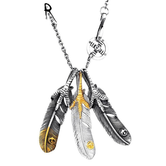 Titanium Steel Pendant For Men & Women – Takahashi Eagle Claw Feather Necklace