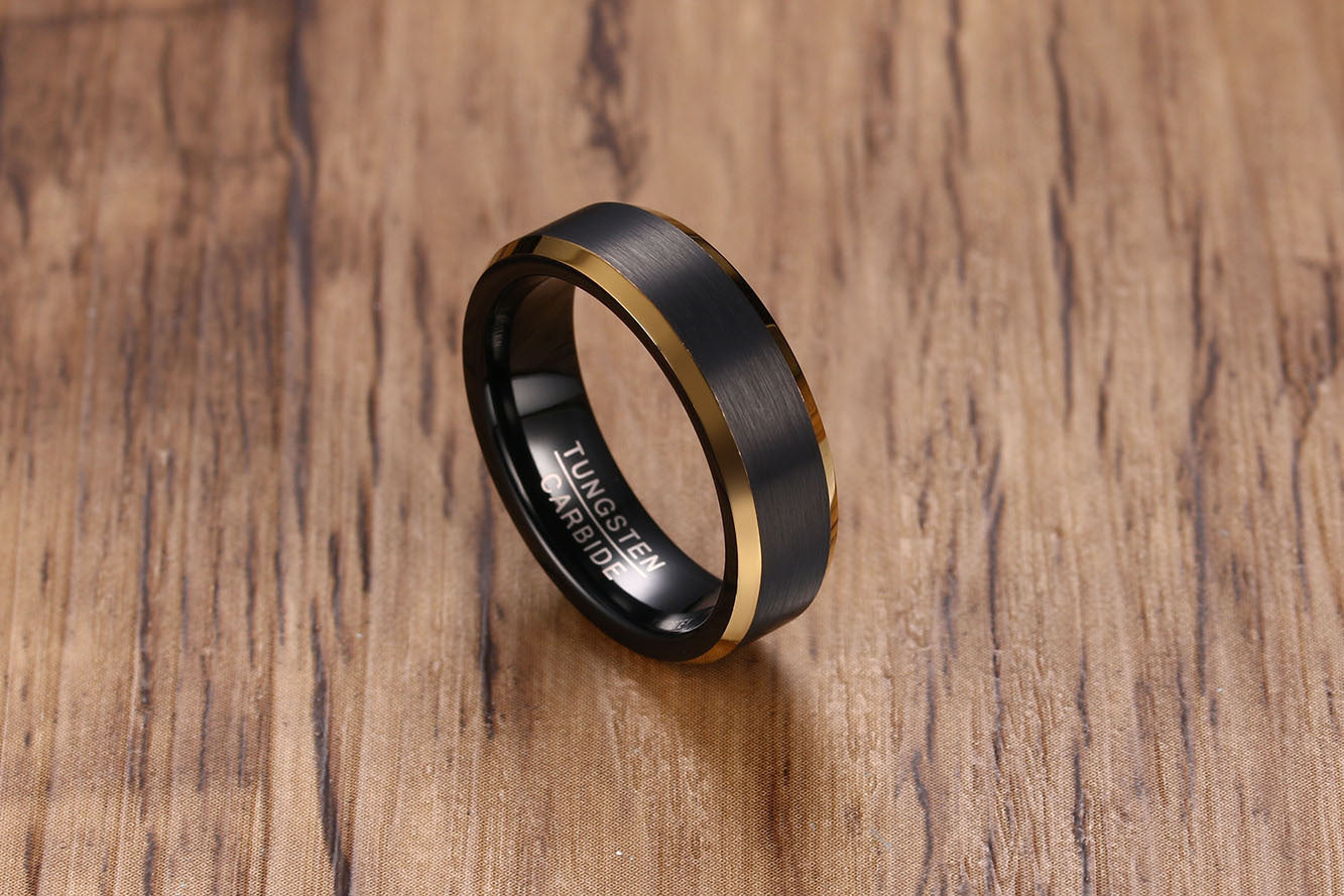 European And American Cross-Border Jewelry Wholesale Tungsten Gold Ring For Men