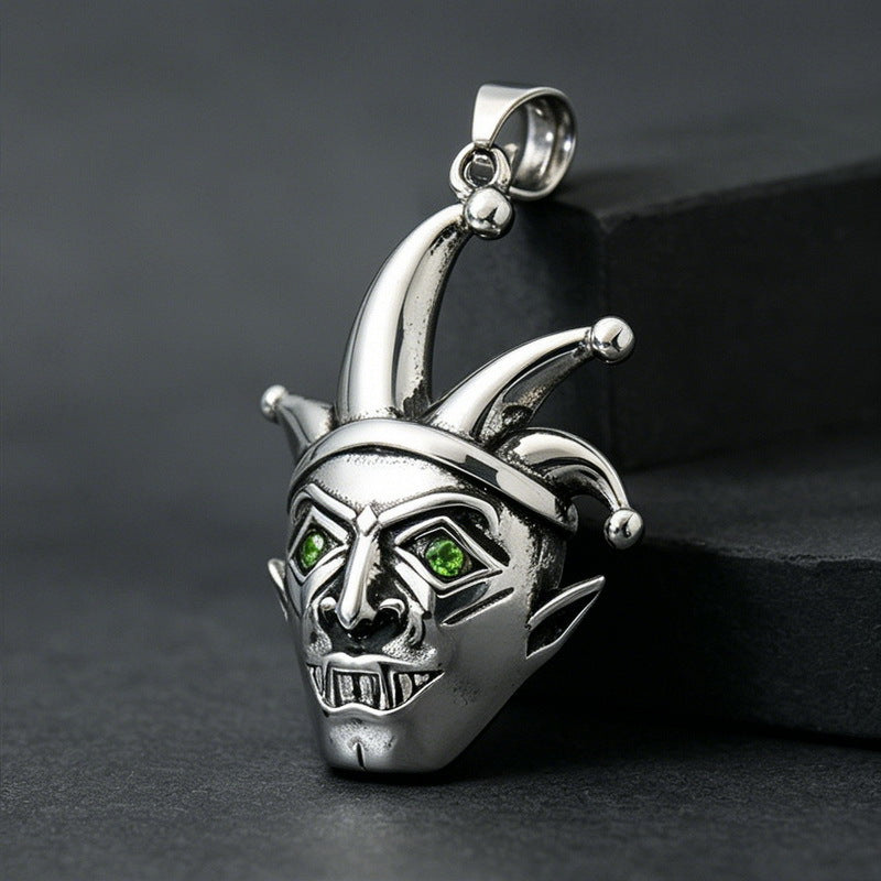 Dark Rock Clown Mask Pendant Punk Wind Smear Snake Hair Witch Stainless Necklace