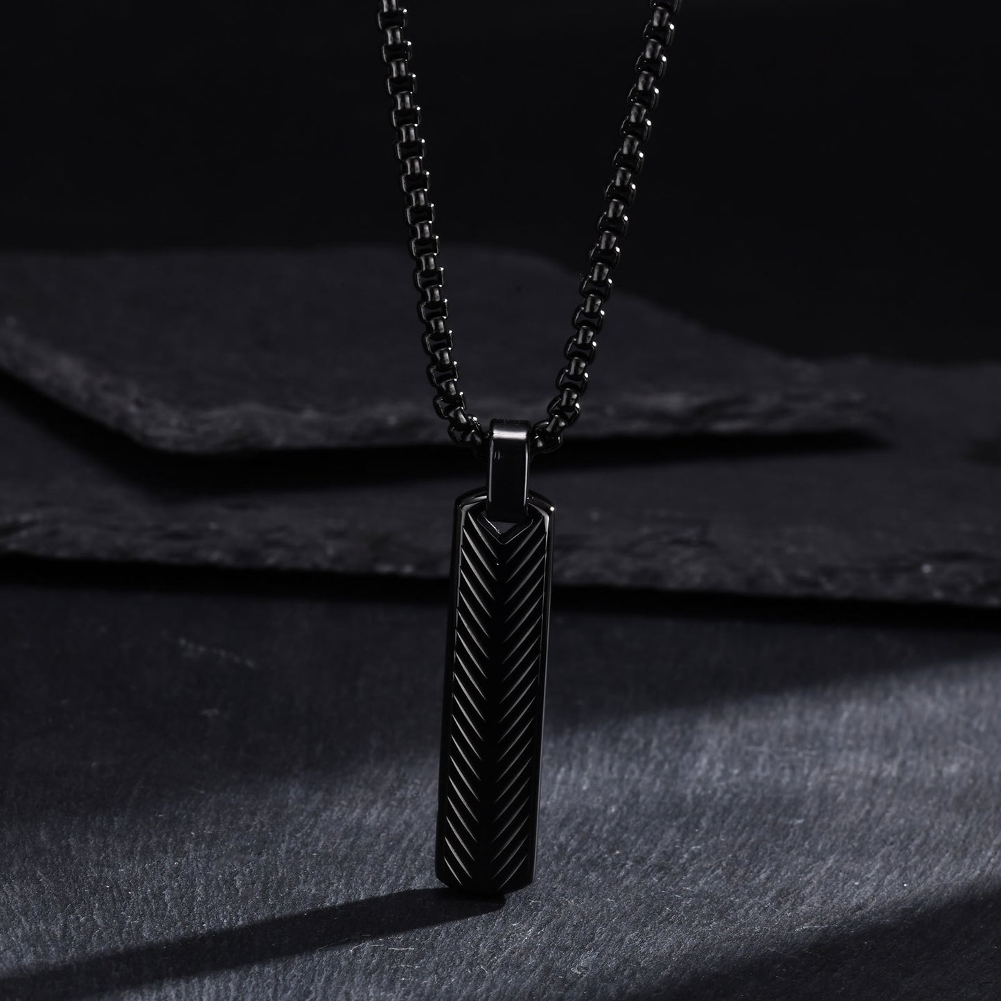 Geometric One-Word Strip Titanium Steel Flower Pendant for Men