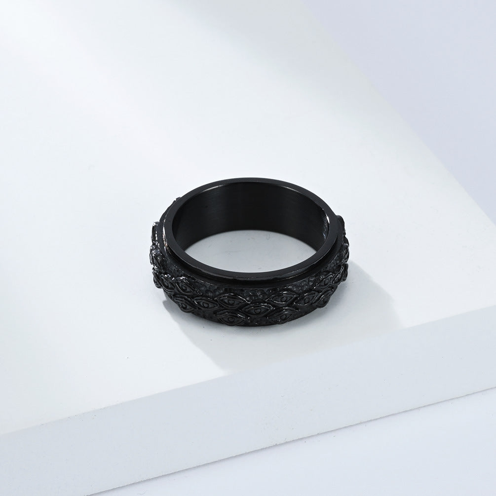 Planderful Rotating Devil Eye Ring For Men Stainless Steel Niche Fashion Accessory