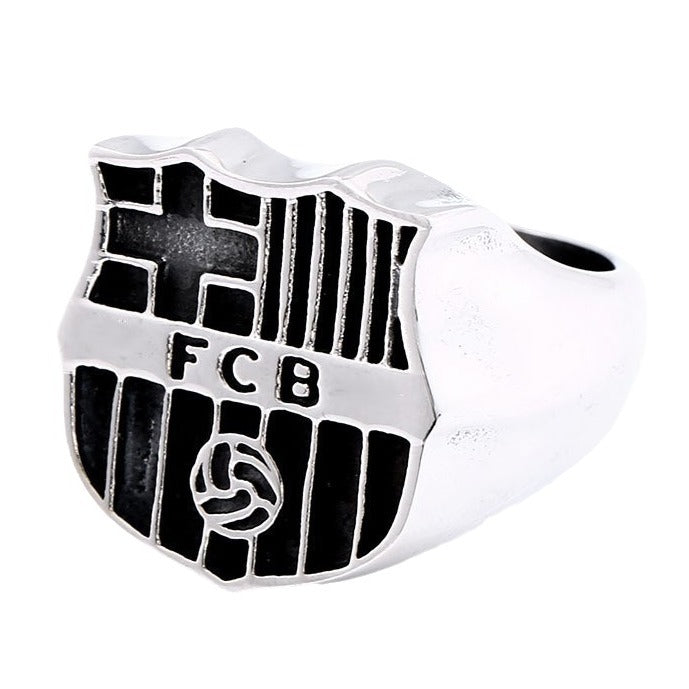 Retro Titanium Steel Football Club Ring for Men - European and American Design