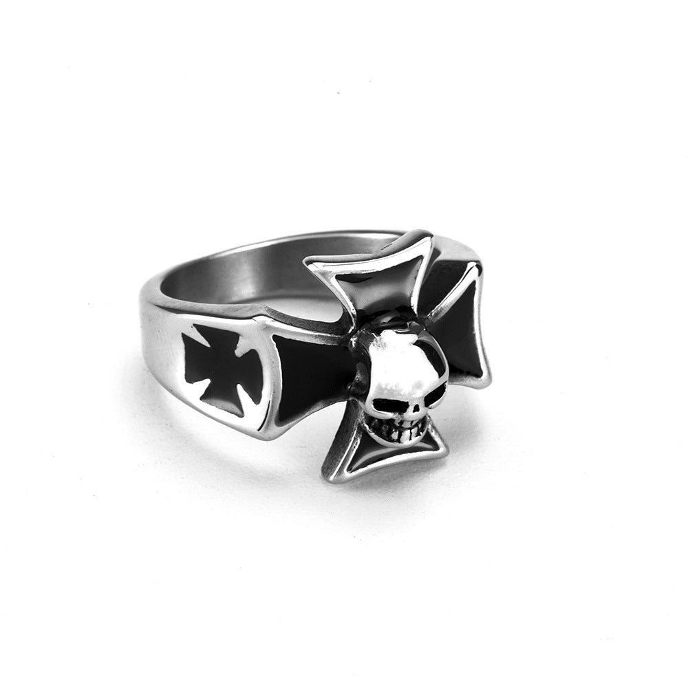 AliExpress Amazon Stainless Steel Skull Cross Men's Ring