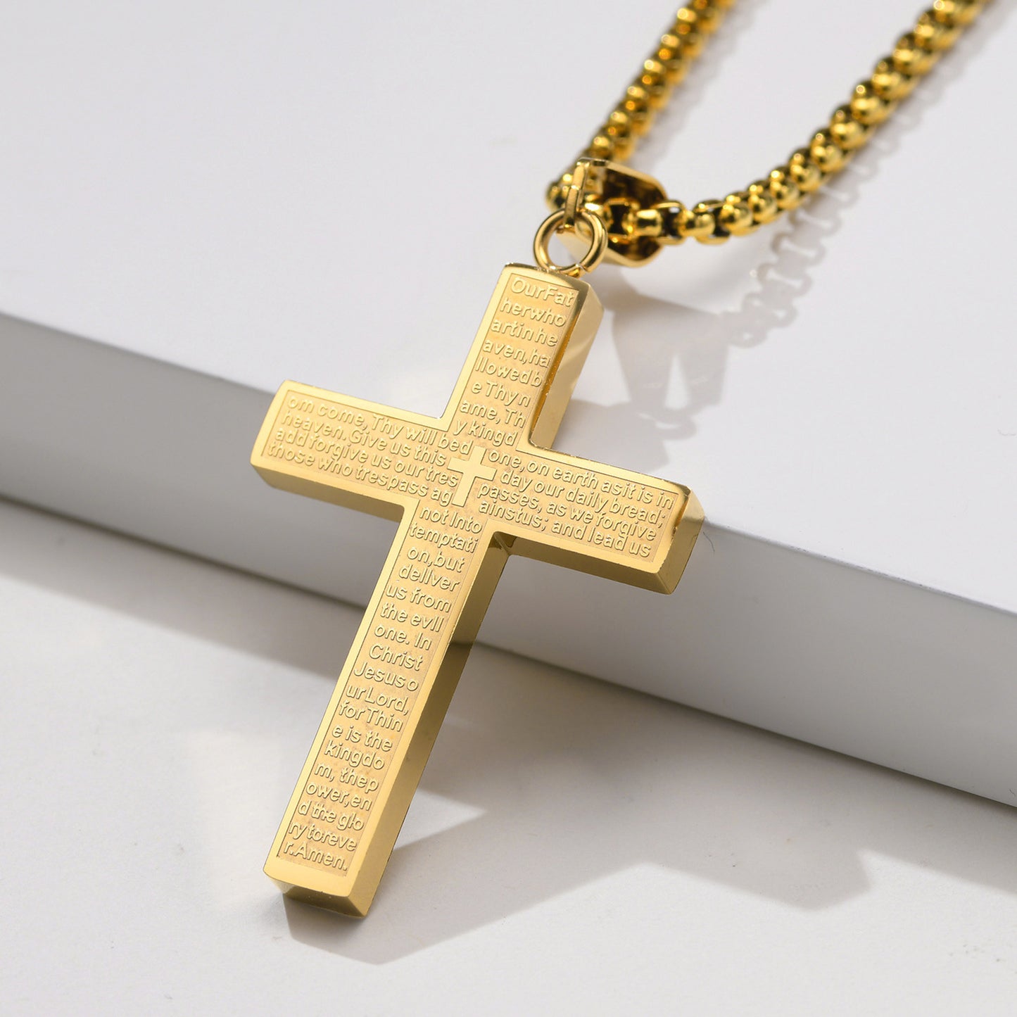Cross-Border Men's European And American Stainless Steel Cross Necklace Pendant Jewelry For Men