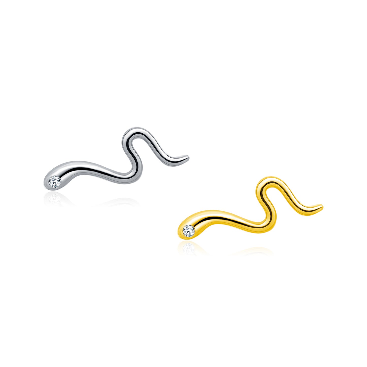 Planderful Everyday Genie Snake Stud Earrings – Elegant Mini Design in Sterling Silver