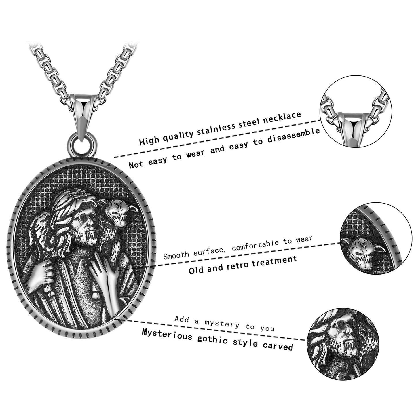 Titanium Steel Necklace - Statement Shepherd Dog Pendant