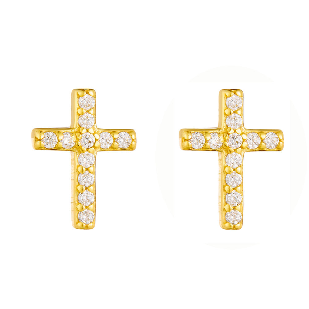 S925 Sterling Silver Exquisite Simple Cross Earrings Design