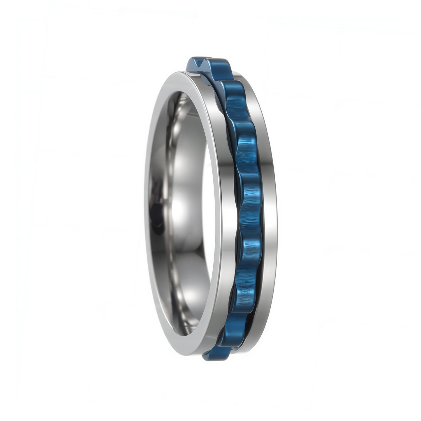 Planderful Mens Ring 6mm Titanium Steel Rotating Color Gear