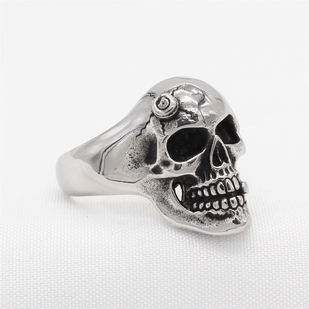 Planderful Everyday Genie – European and American Retro Cigarette Butt Skull Men's Titanium Steel Ring