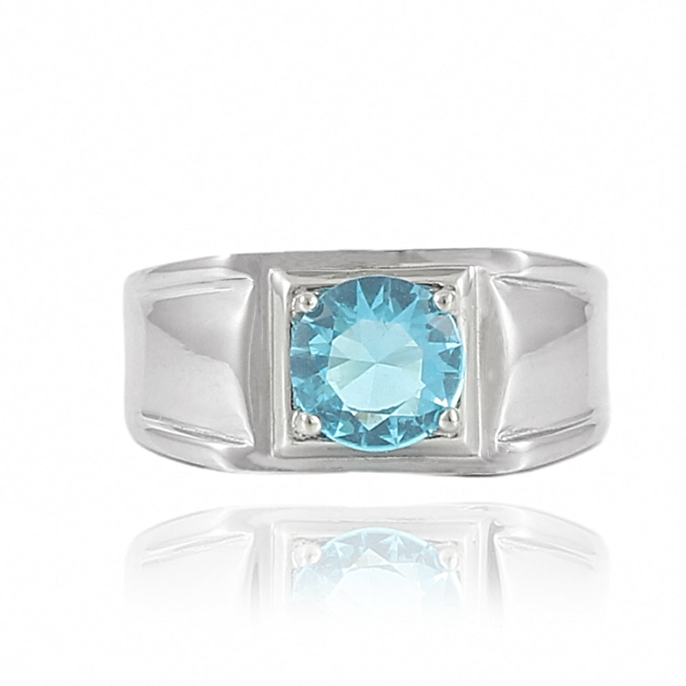 Trendy Titanium Steel Multicolor Gemstone Ring for Men and Women - Fashionable Everyday Wear