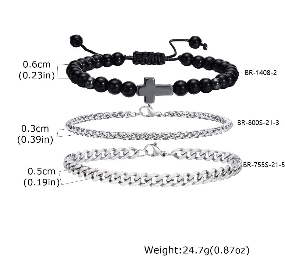 Flower Tiger's Eye Braided Adjustable Stainless Steel Bracelet