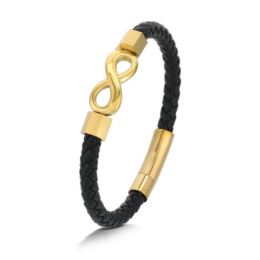 Planderful Infinity Symbol Leather Bracelet For Men