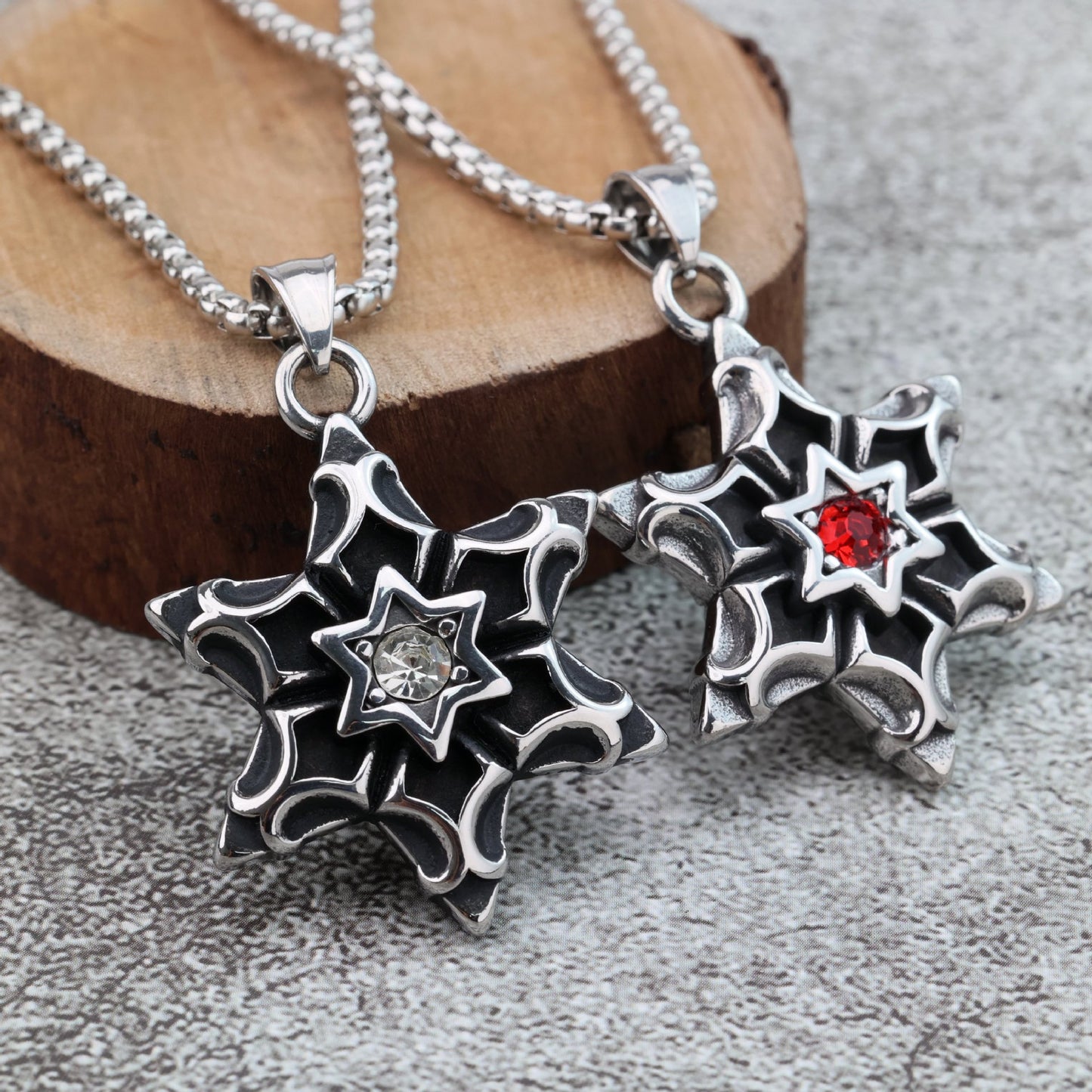 Planderful Hexagram Zircon Pendant For Men Stainless Steel Retro European And American Style