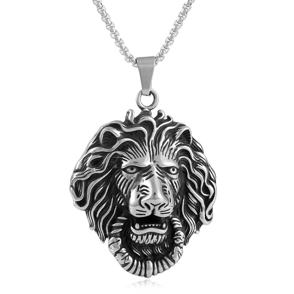 European And American Stainless Steel Lion Pendant Necklace