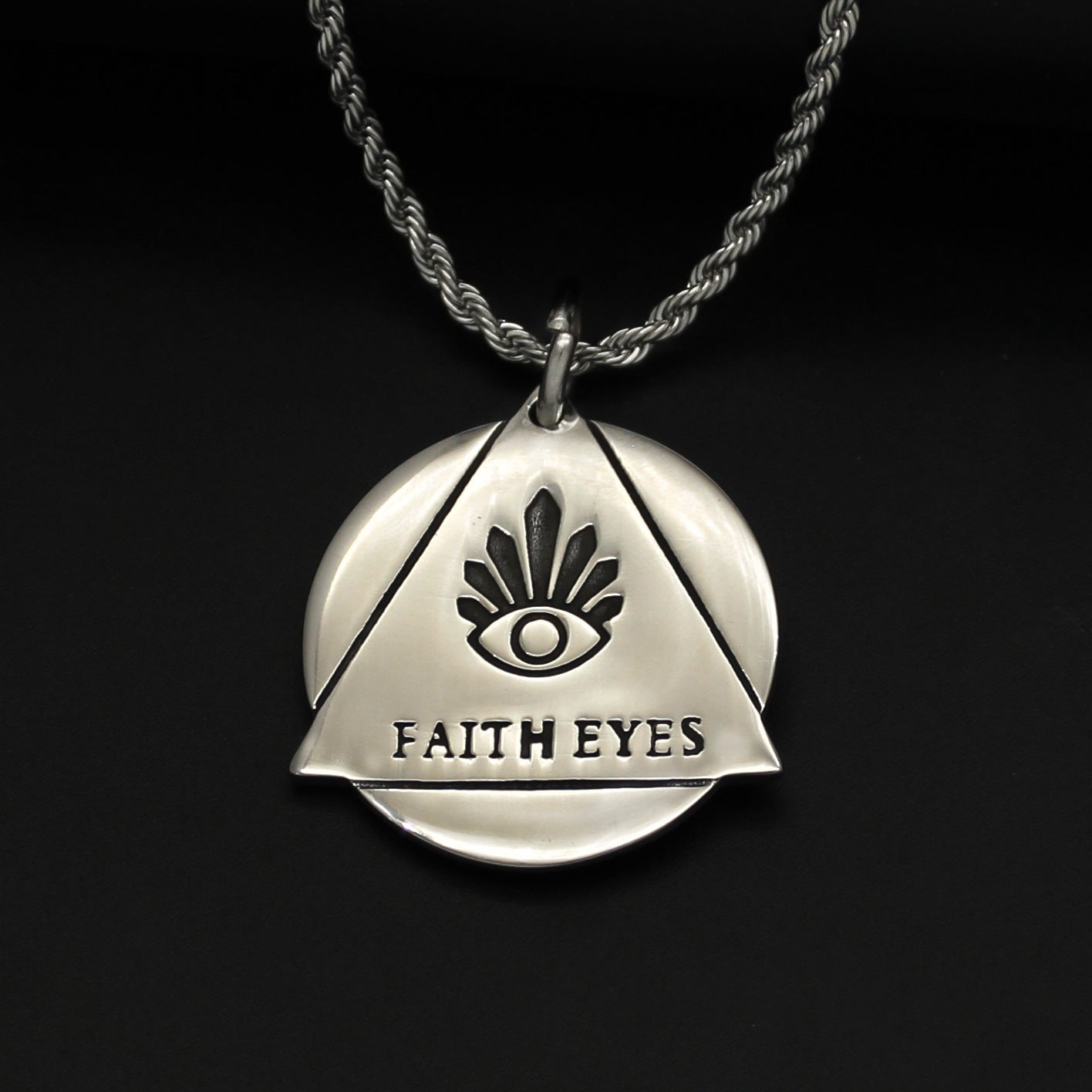 Steel Necklace - Vintage Triangular Devil's Eye Pendant