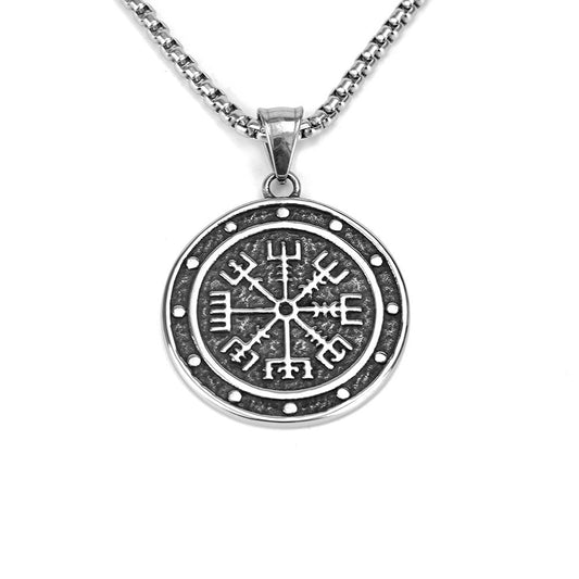 Vintage Viking Compass Stainless Steel Men's Pendant Necklace