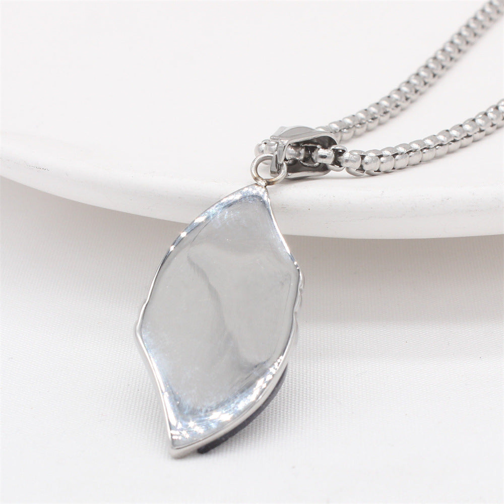 Planderful Everyday Genie – Stylish Simple Gemstone Titanium Steel Pendant Necklace for Men