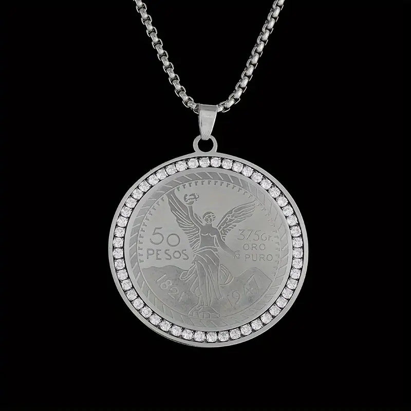 1. Planderful Everyday Genie Titanium Steel Coin Pendant Necklace Unisex Hip Hop Style Gift Idea