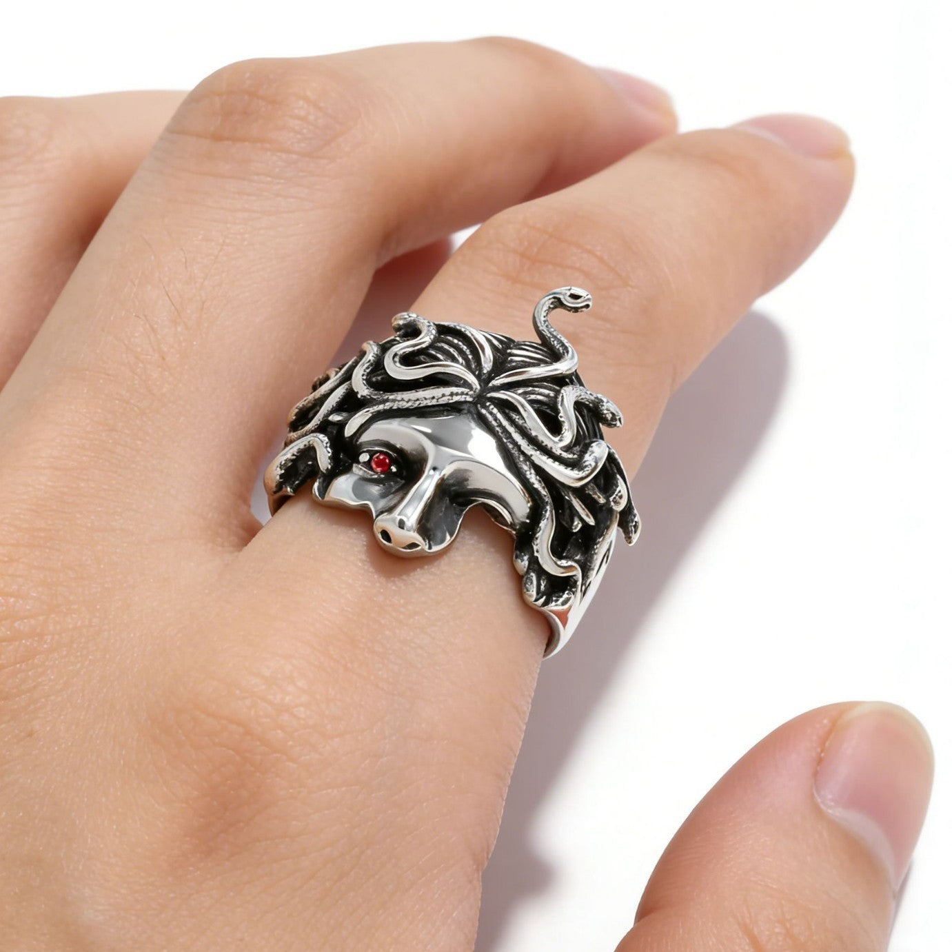 Medusa Ring Titanium Steel For Men And Unisex Greek Mythology Protection Symbol Planderful