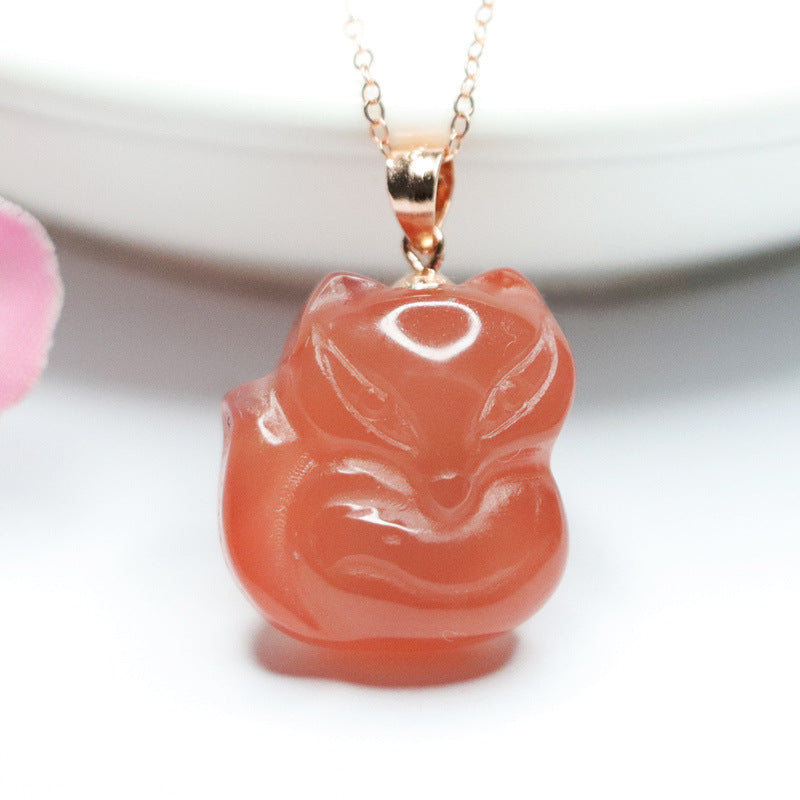 Yanyuan Agate Fox 925 Silver Pendant — No Chain