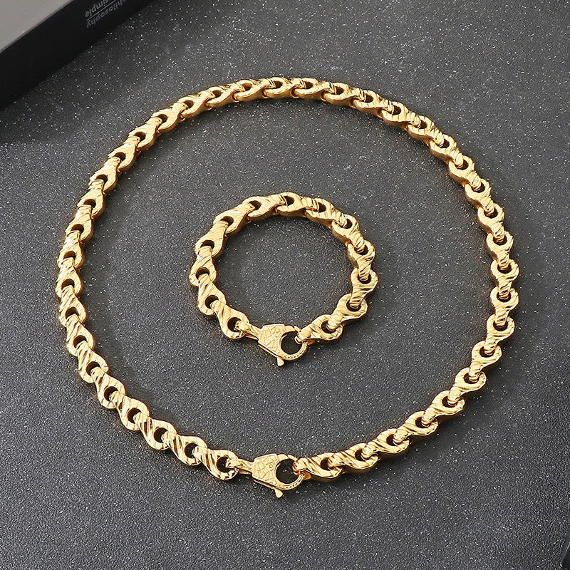 Stainless Steel Interlocking Handcuff Bracelet Punk Style