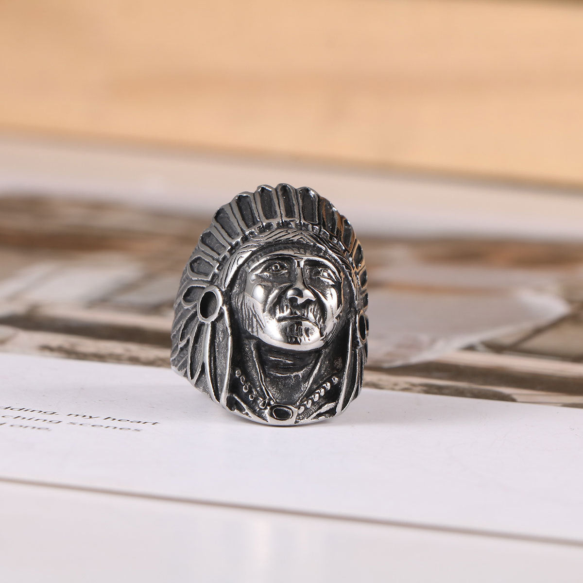 Vintage Indian Titanium Steel Ring Index Finger Punk Style