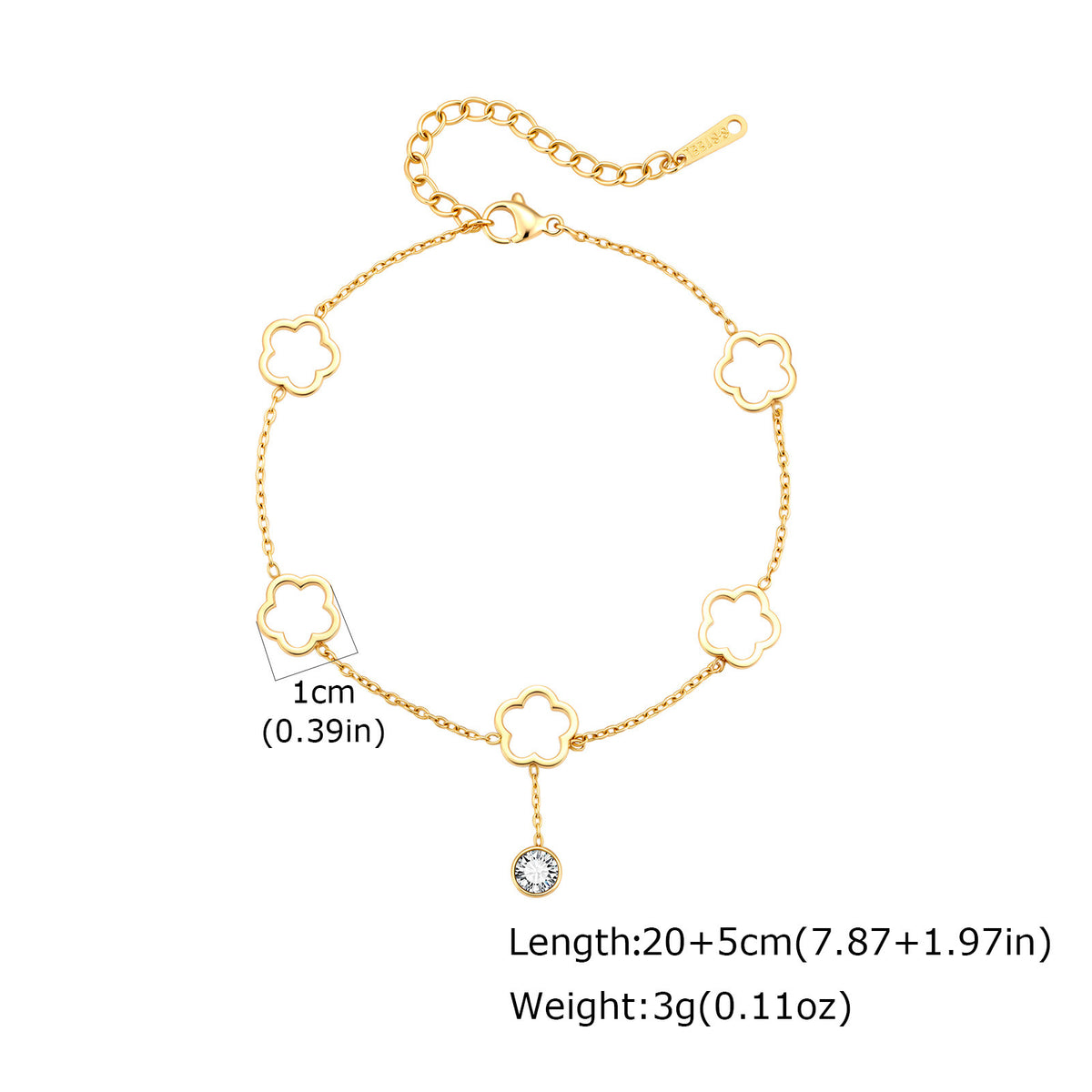 Flower Zircon Minimalist Stainless Steel Bracelet Unisex