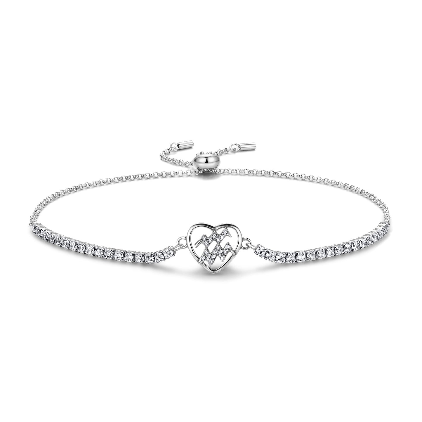 Planderful Jewelry Twelve Constellations Sterling Silver Zircon Bracelet Adjustable Length