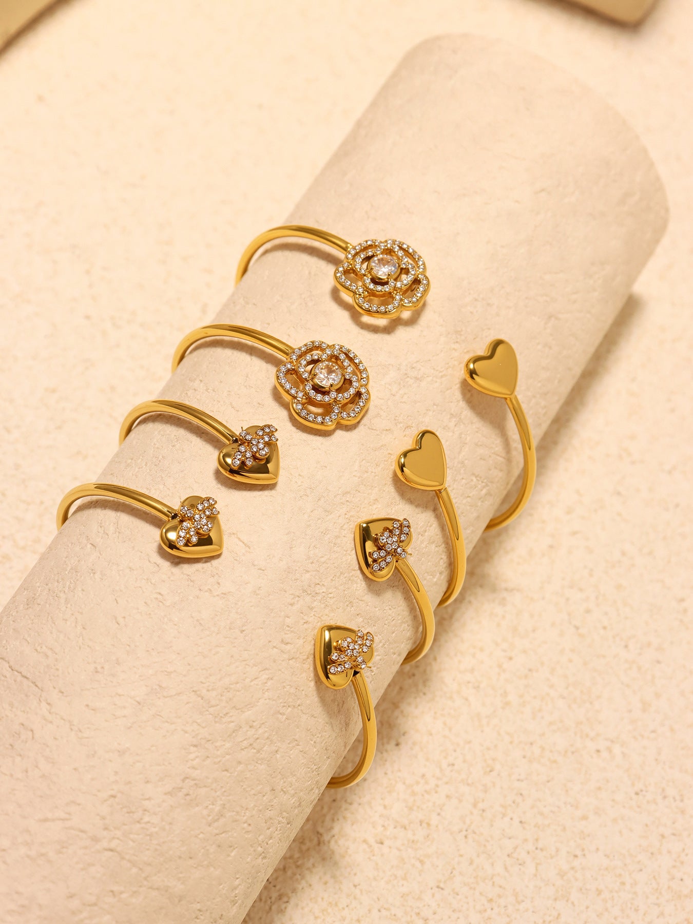 Planderful Zircon Rose Love Open Bracelet For Women